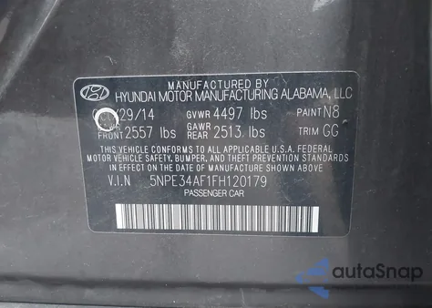 2015 Hyundai Sonata Sport из США, поврежденный, VIN 5NPE34AF1FH120179